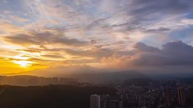 4k航拍城市日落夕阳云海晚霞自然风光视频的预览图